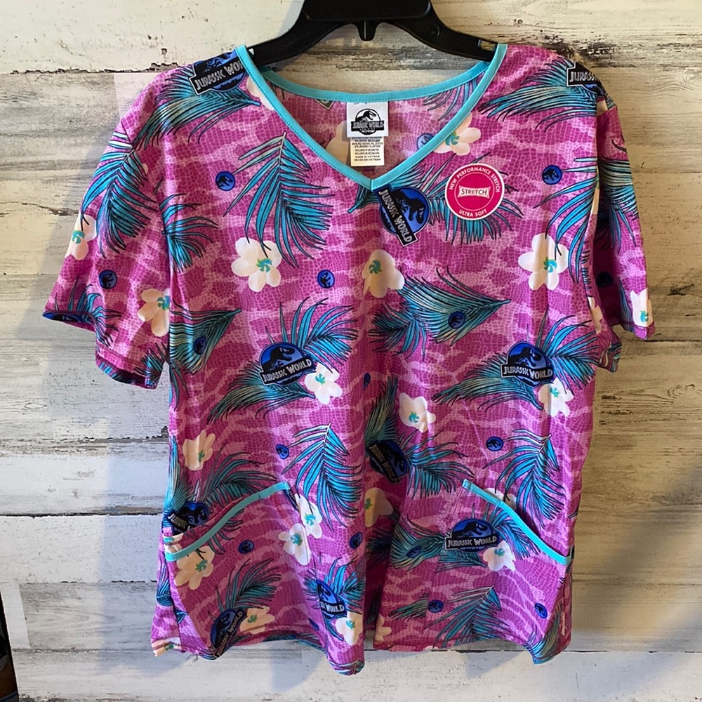 Nurse Scrub Top Jurassic World Size XL NEW